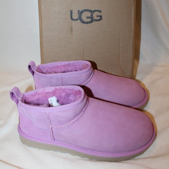 UGG Shoes - NIB UGG ULTRA MINI SUEDE SHEARLING ANKLE BOOTS WILDFLOWER PINK